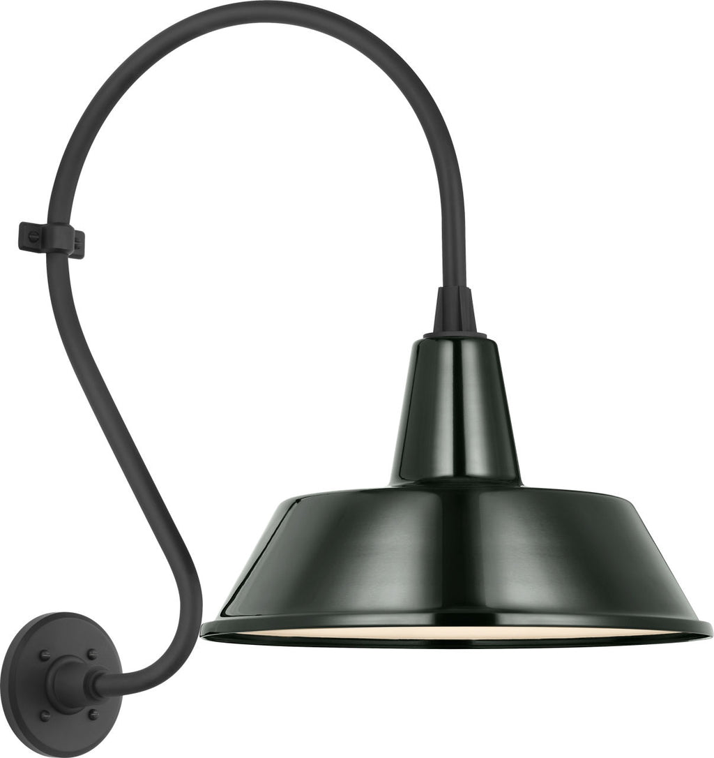 Academy 15" Larrabee Barn Light | Matte Black | 16 | 16" Green Bowers Shade