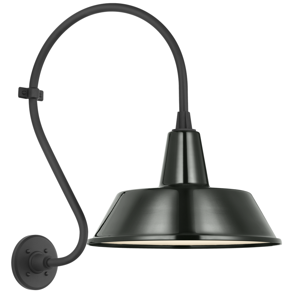 Academy 15" Larrabee Barn Light | Matte Black | 16 | 16" Green Bowers Shade