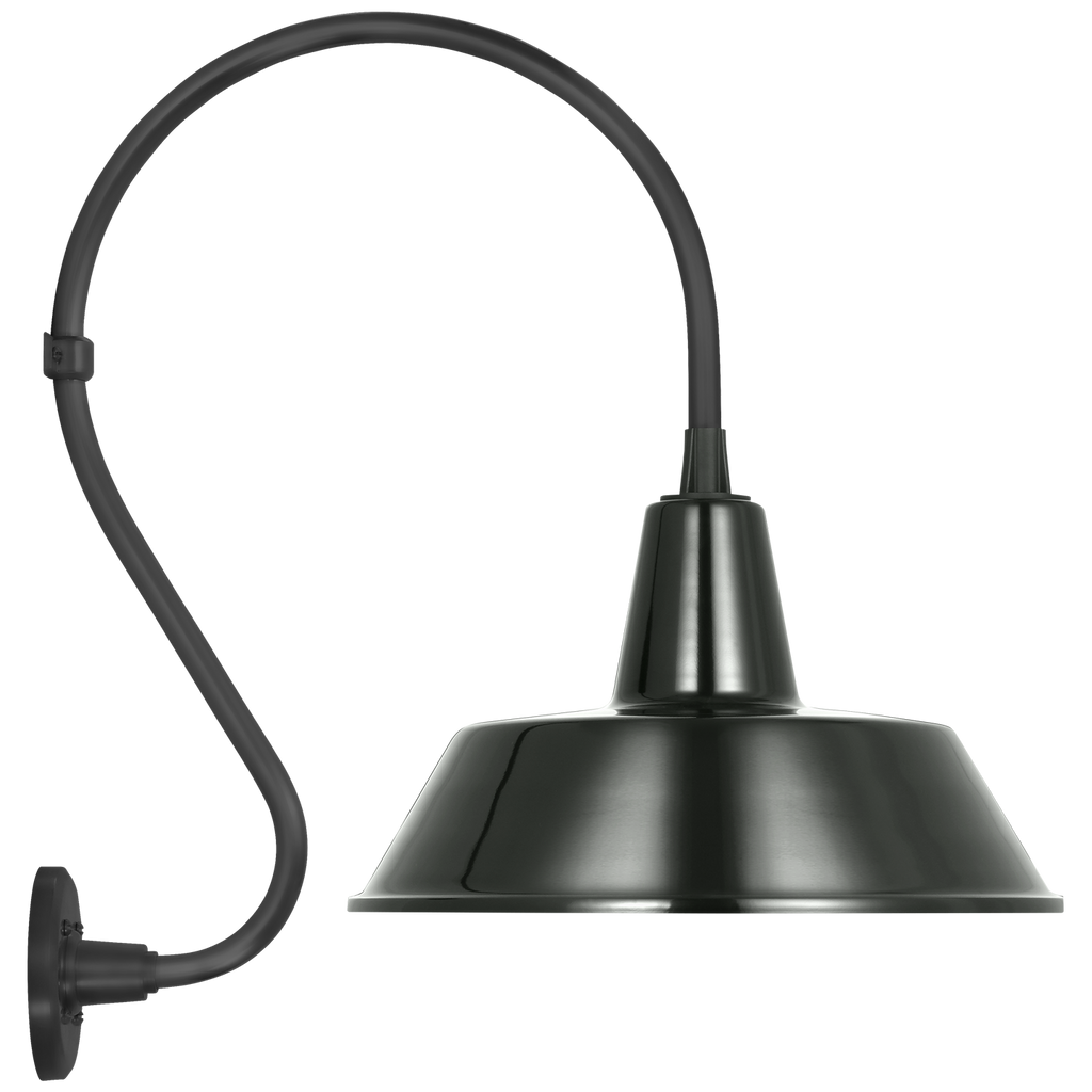 Academy 15" Larrabee Barn Light | Matte Black | 16 | 16" Green Bowers Shade