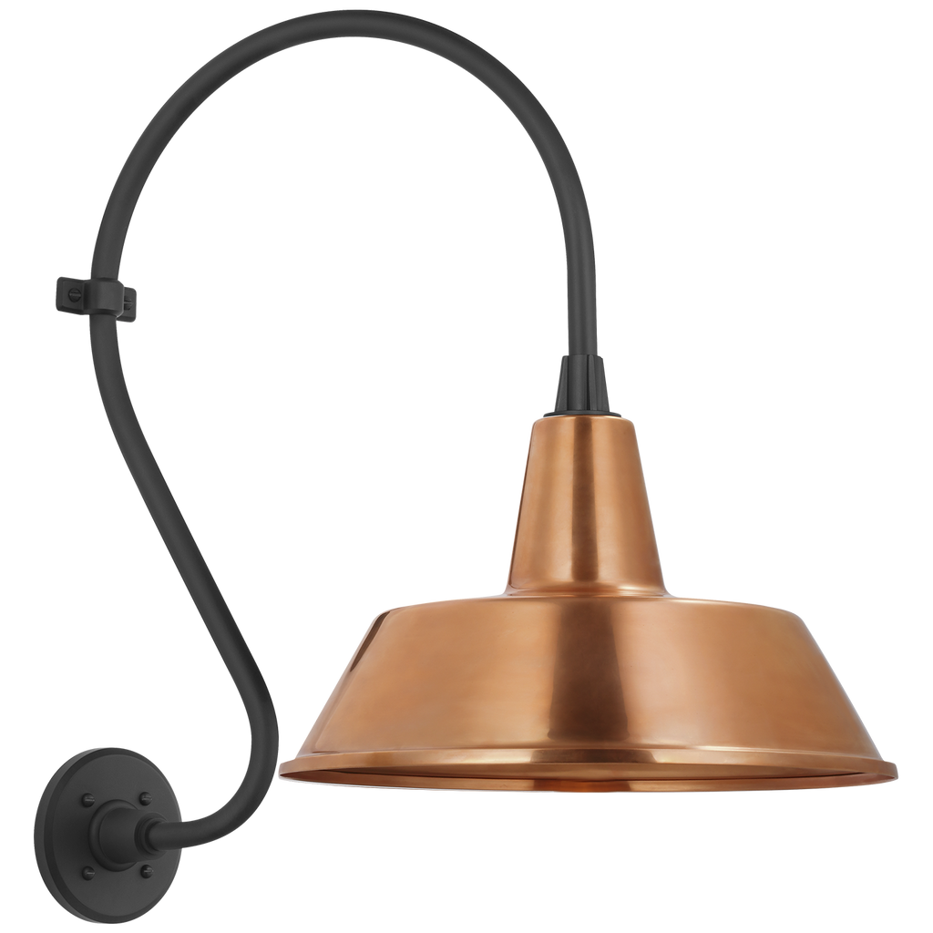 Academy 15" Larrabee Barn Light | Matte Black | 16 | 16" Soft Copper Bowers Shade