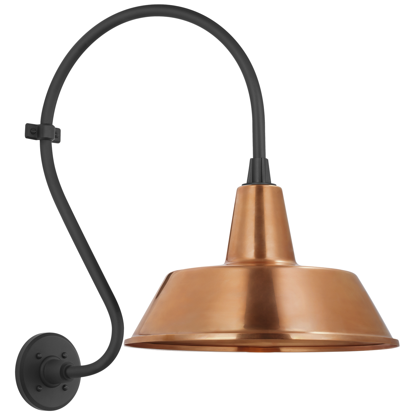 Academy 15" Larrabee Barn Light | Matte Black | 16 | 16" Soft Copper Bowers Shade