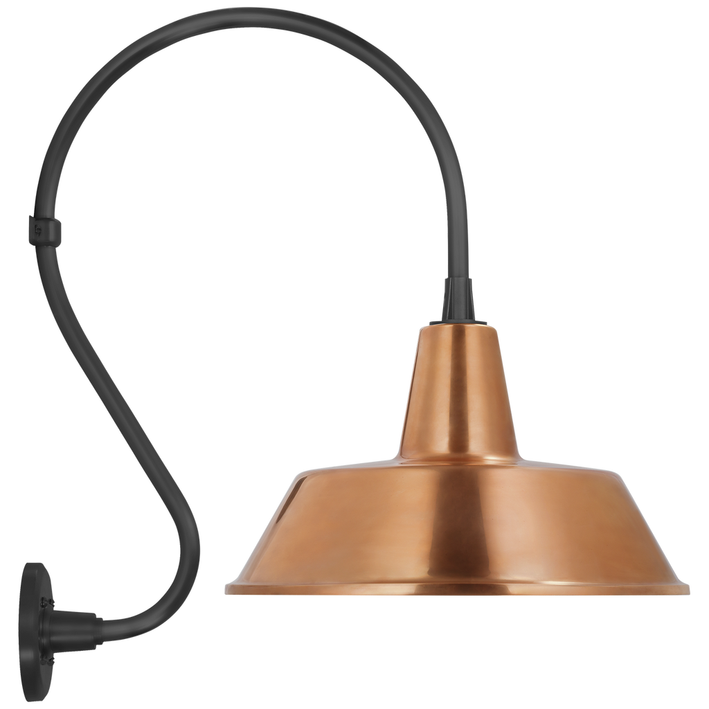 Academy 15" Larrabee Barn Light | Matte Black | 16 | 16" Soft Copper Bowers Shade