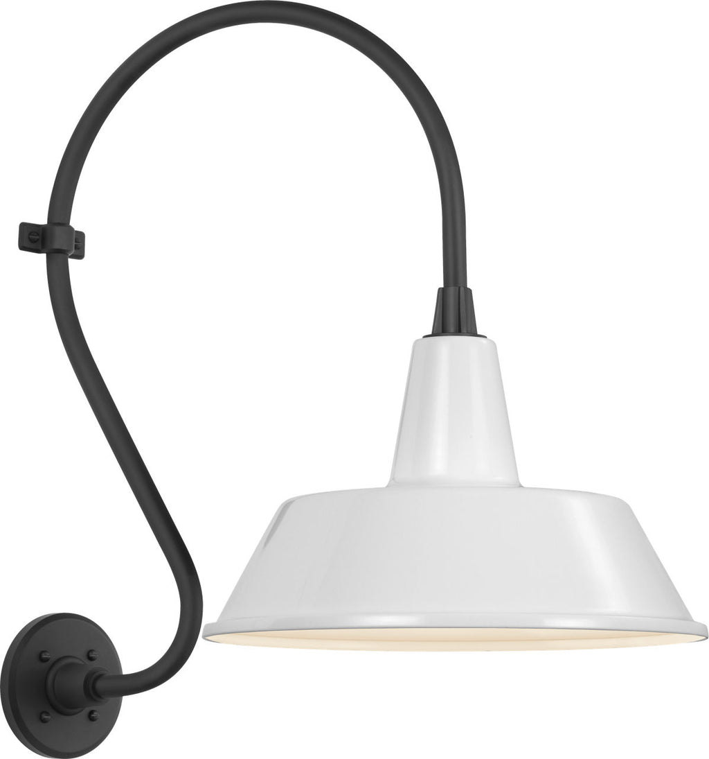 Academy 15" Larrabee Barn Light | Matte Black | 16 | 16" White Bowers Shade