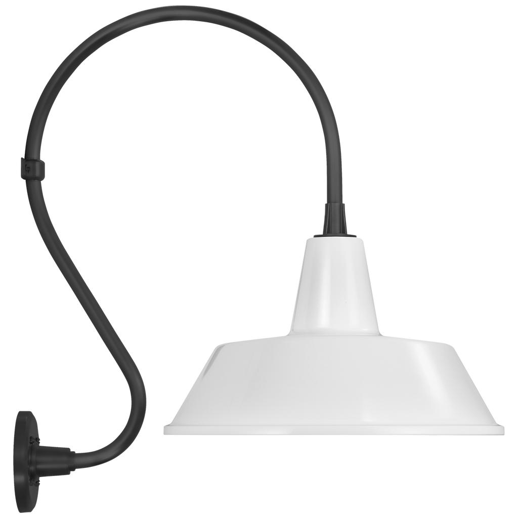 Academy 15" Larrabee Barn Light | Matte Black | 16 | 16" White Bowers Shade
