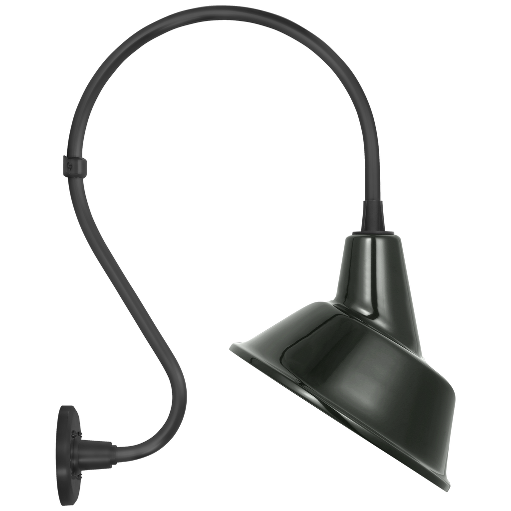 Academy 15" Larrabee Barn Light | Matte Black | 12.5 | 12.5" Green Tilted Bowers Shade