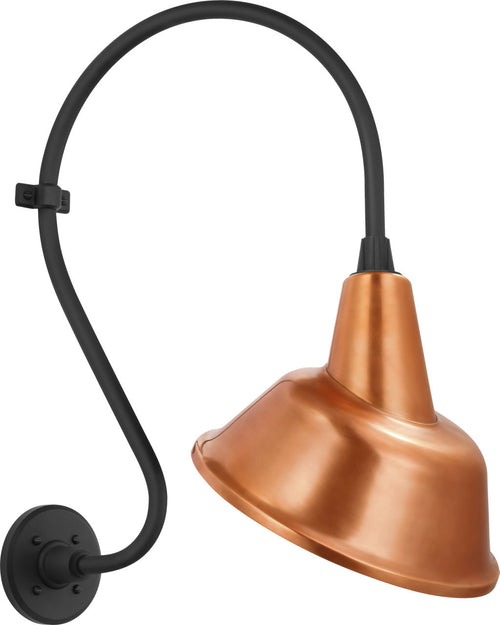 Academy 15" Larrabee Barn Light | Matte Black | 12.5 | 12.5" Soft Copper Tilted Bowers Shade