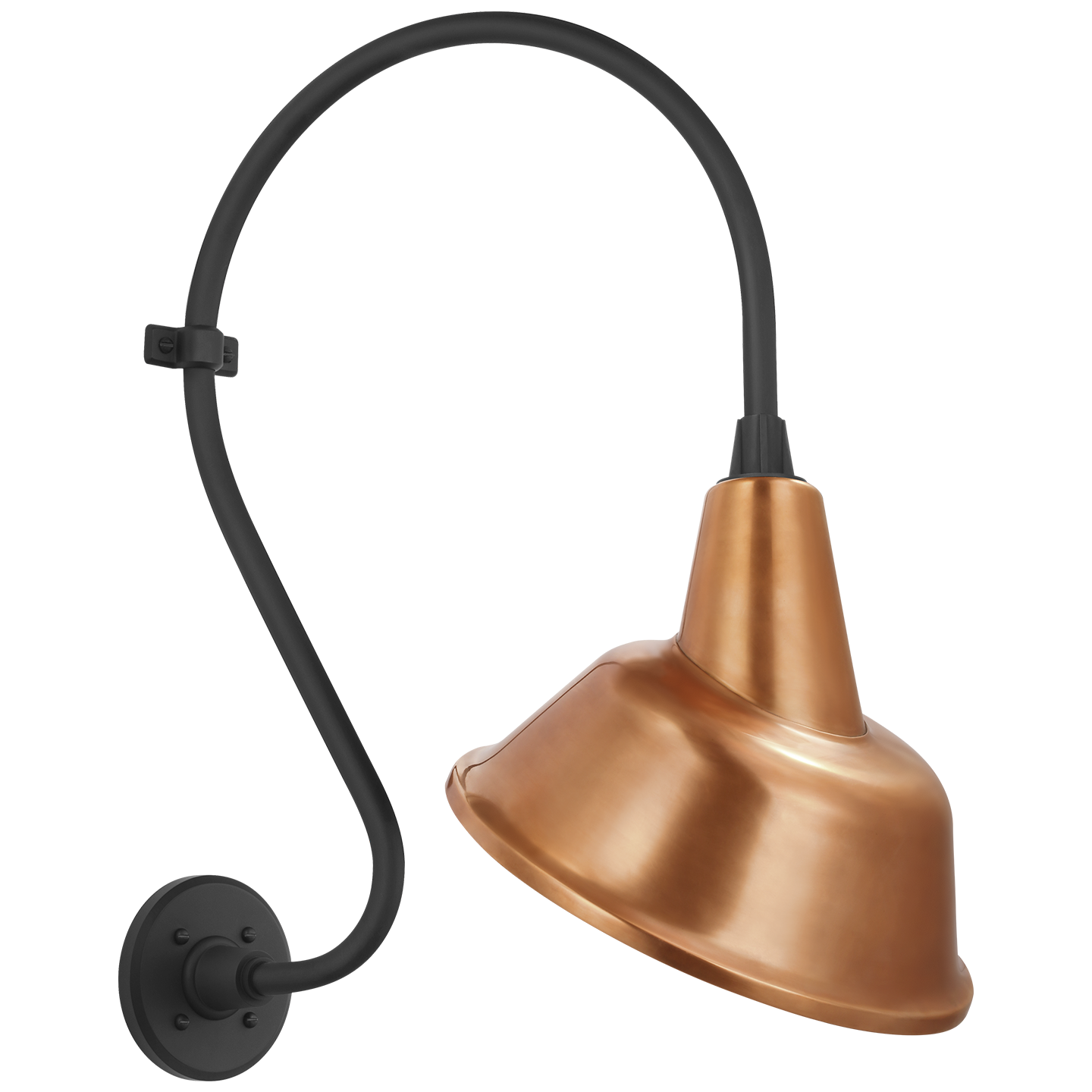 Academy 15" Larrabee Barn Light | Matte Black | 12.5 | 12.5" Soft Copper Tilted Bowers Shade