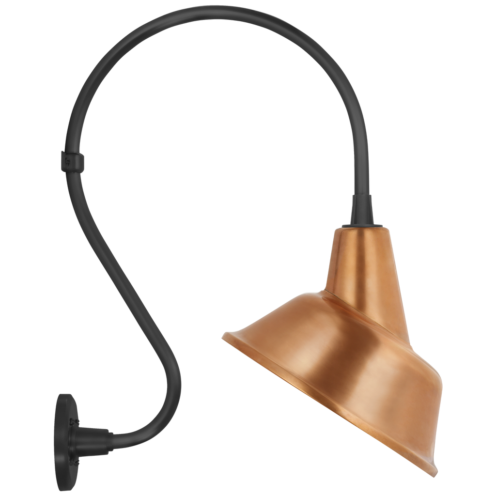 Academy 15" Larrabee Barn Light | Matte Black | 12.5 | 12.5" Soft Copper Tilted Bowers Shade