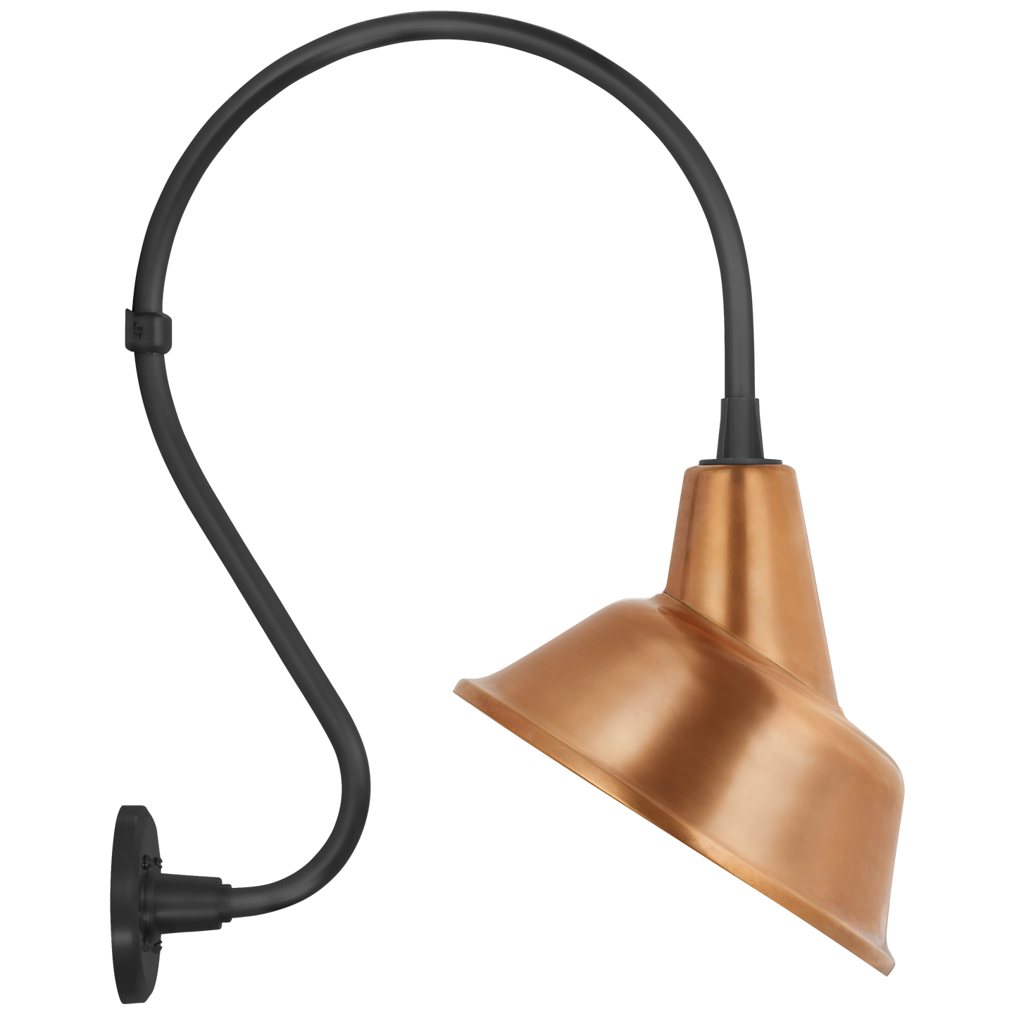 Academy 15" Larrabee Barn Light | Matte Black | 12.5 | 12.5" Soft Copper Tilted Bowers Shade