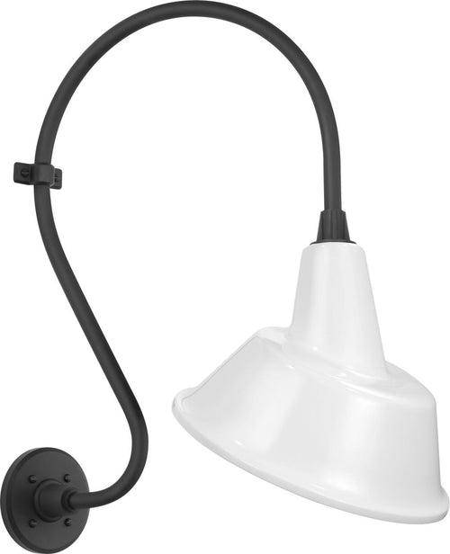 Academy 15" Larrabee Barn Light | Matte Black | 12.5 | 12.5" White Tilted Bowers Shade
