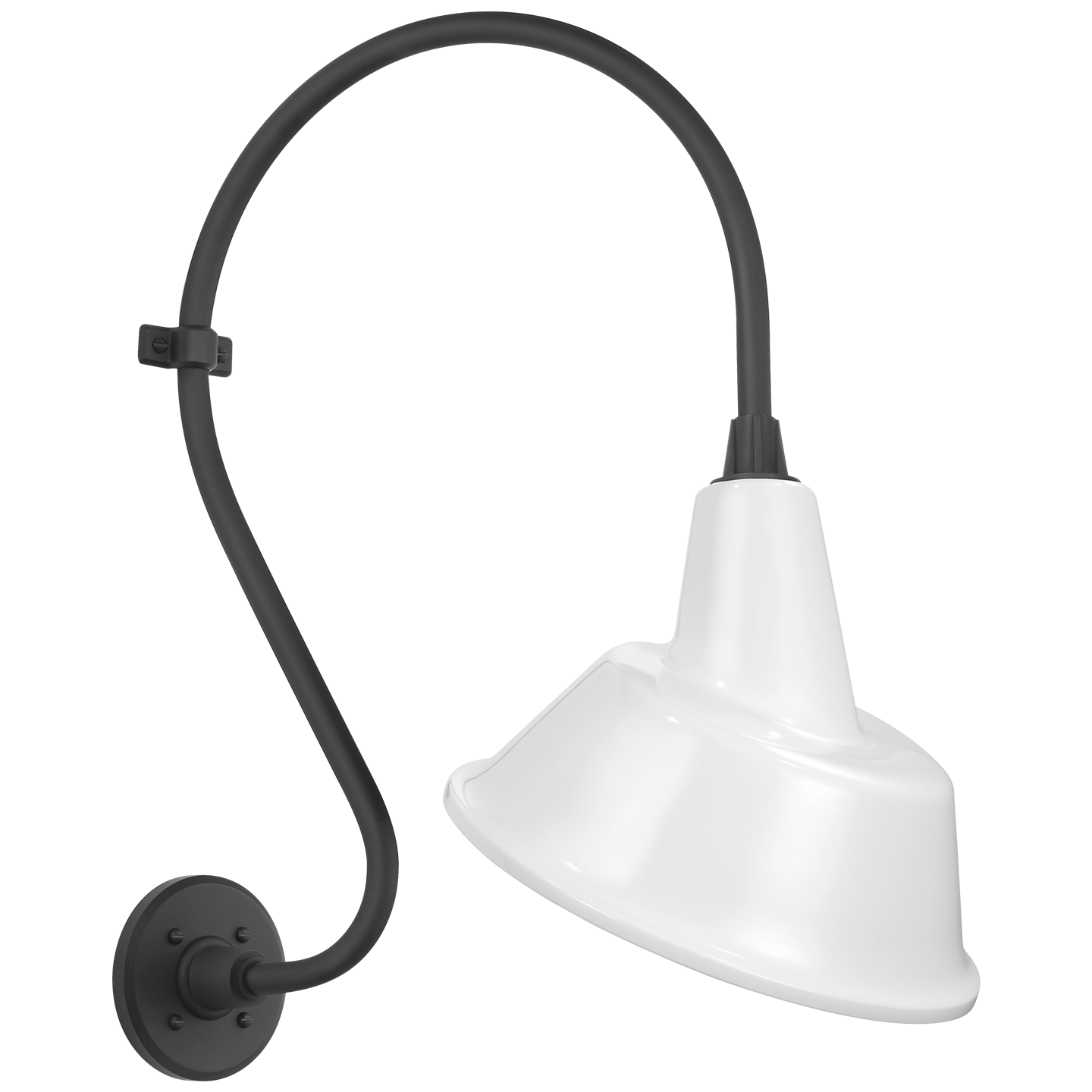 Academy 15" Larrabee Barn Light | Matte Black | 12.5 | 12.5" White Tilted Bowers Shade