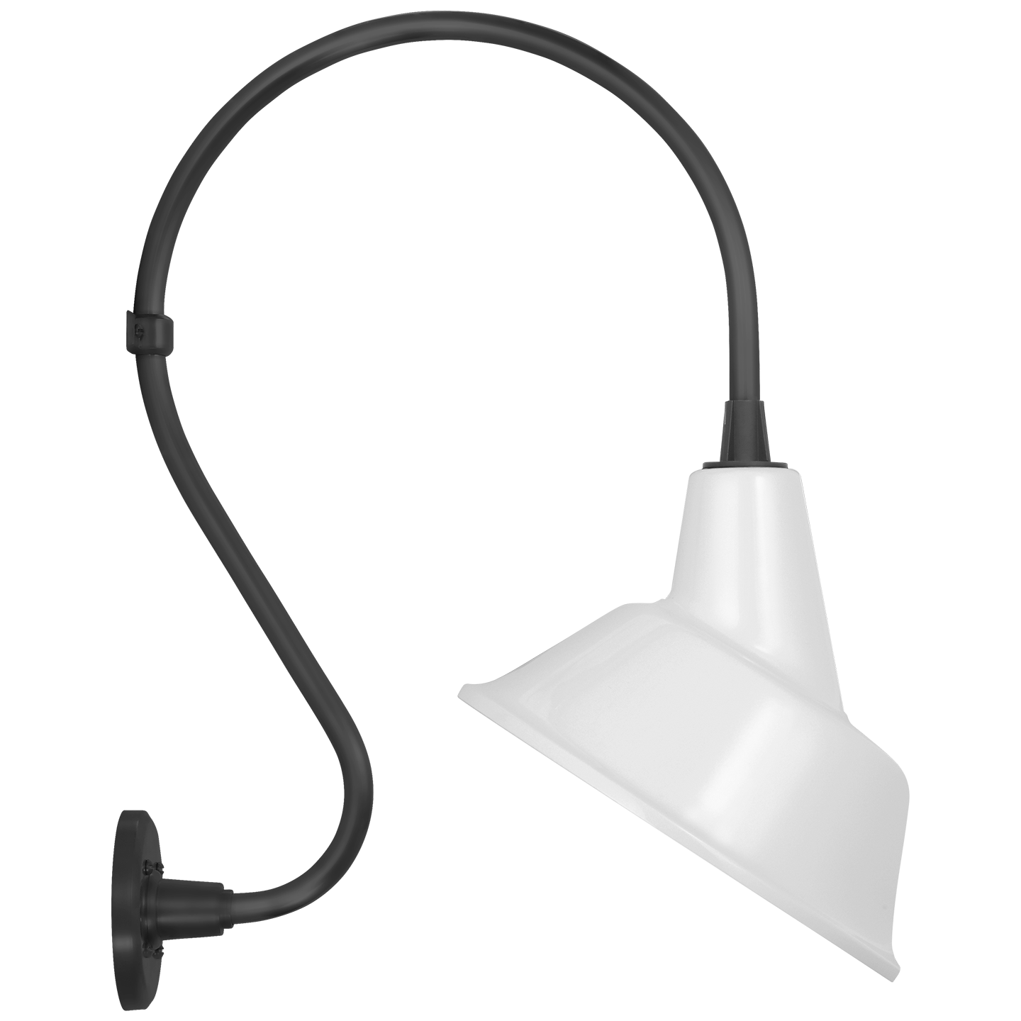 Academy 15" Larrabee Barn Light | Matte Black | 12.5 | 12.5" White Tilted Bowers Shade