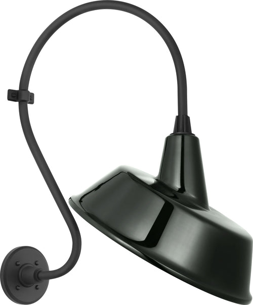 Academy 15" Larrabee Barn Light | Matte Black | 16 | 16" Green Tilted Bowers Shade