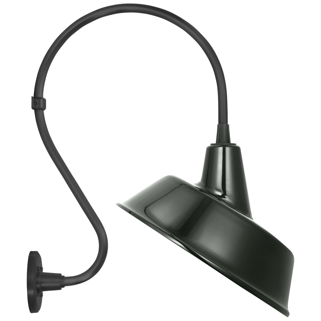 Academy 15" Larrabee Barn Light | Matte Black | 16 | 16" Green Tilted Bowers Shade