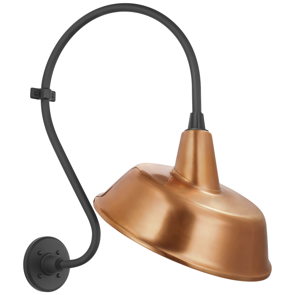 Academy 15" Larrabee Barn Light | Matte Black | 16 | 16" Soft Copper Tilted Bowers Shade