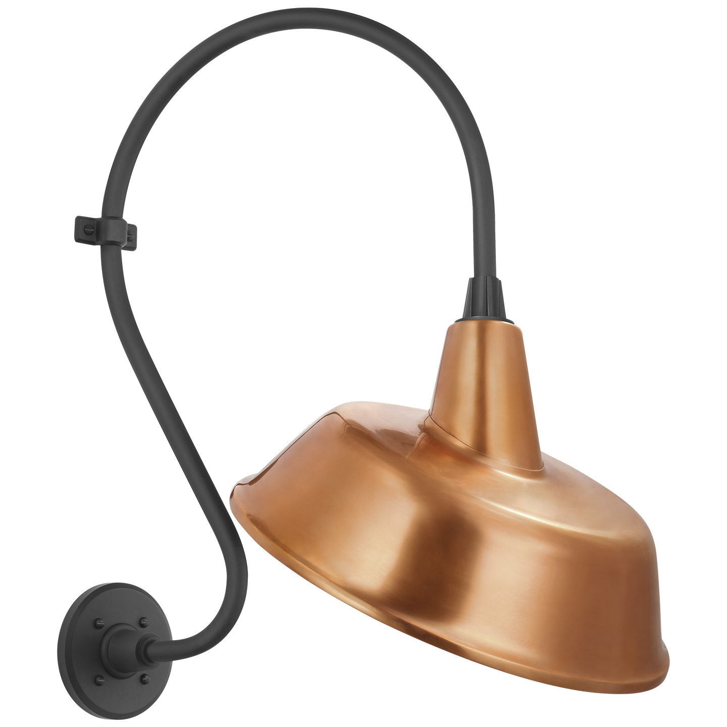 Academy 15" Larrabee Barn Light | Matte Black | 16 | 16" Soft Copper Tilted Bowers Shade