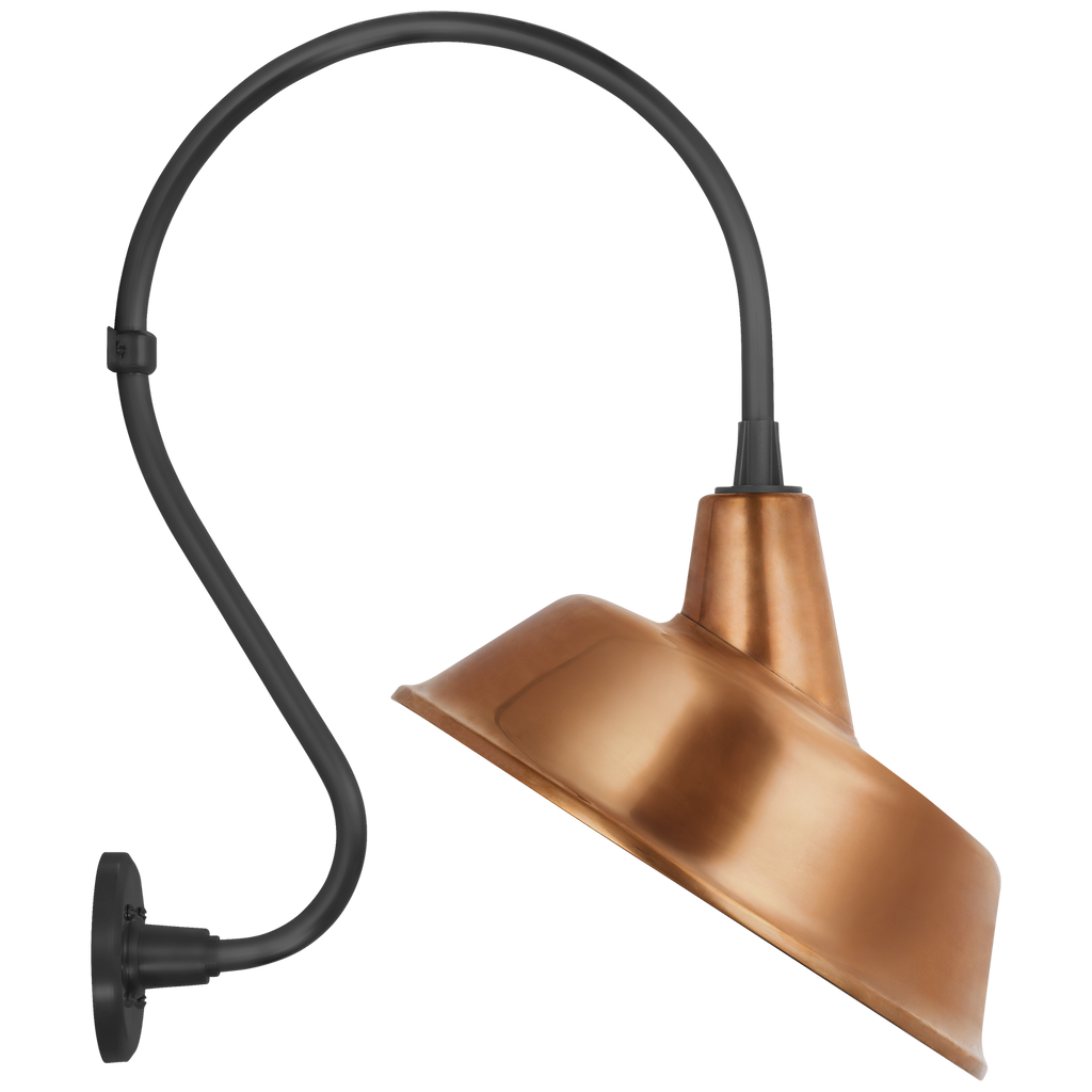 Academy 15" Larrabee Barn Light | Matte Black | 16 | 16" Soft Copper Tilted Bowers Shade