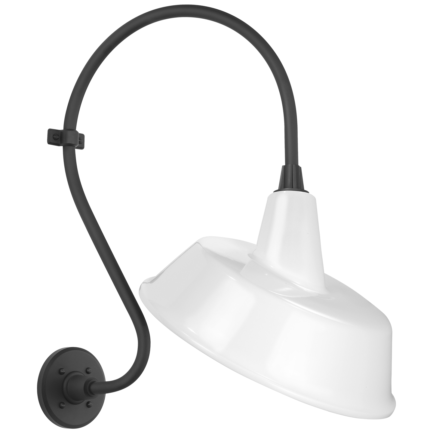 Academy 15" Larrabee Barn Light | Matte Black | 16 | 16" White Tilted Bowers Shade