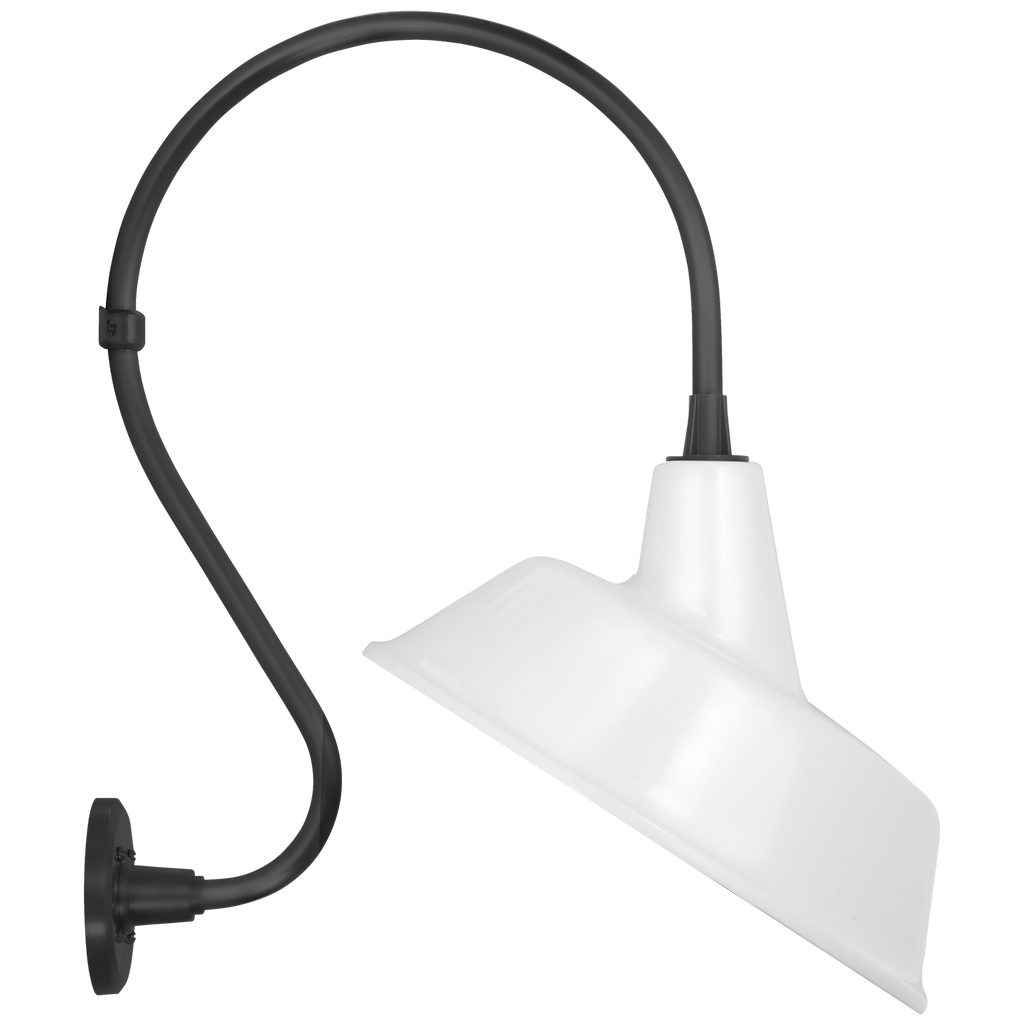 Academy 15" Larrabee Barn Light | Matte Black | 16 | 16" White Tilted Bowers Shade