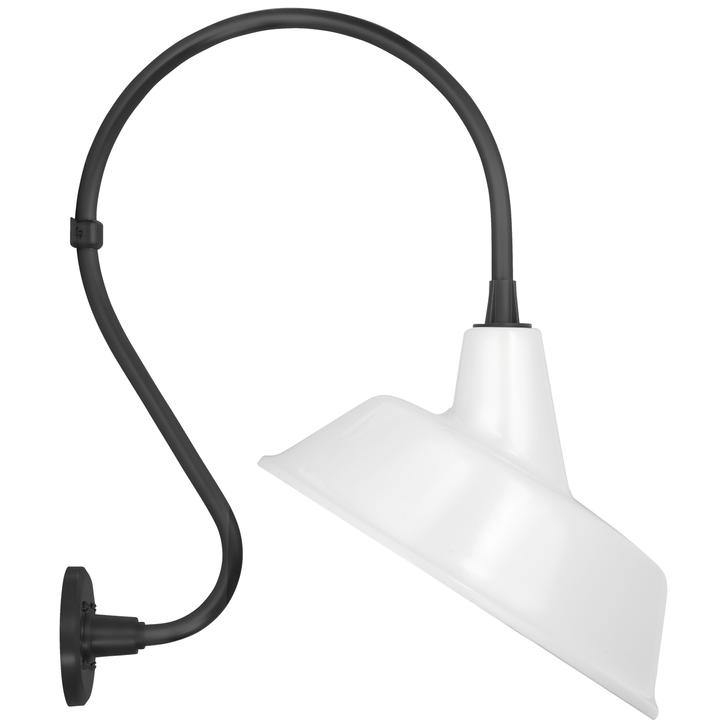 Academy 15" Larrabee Barn Light | Matte Black | 16 | 16" White Tilted Bowers Shade