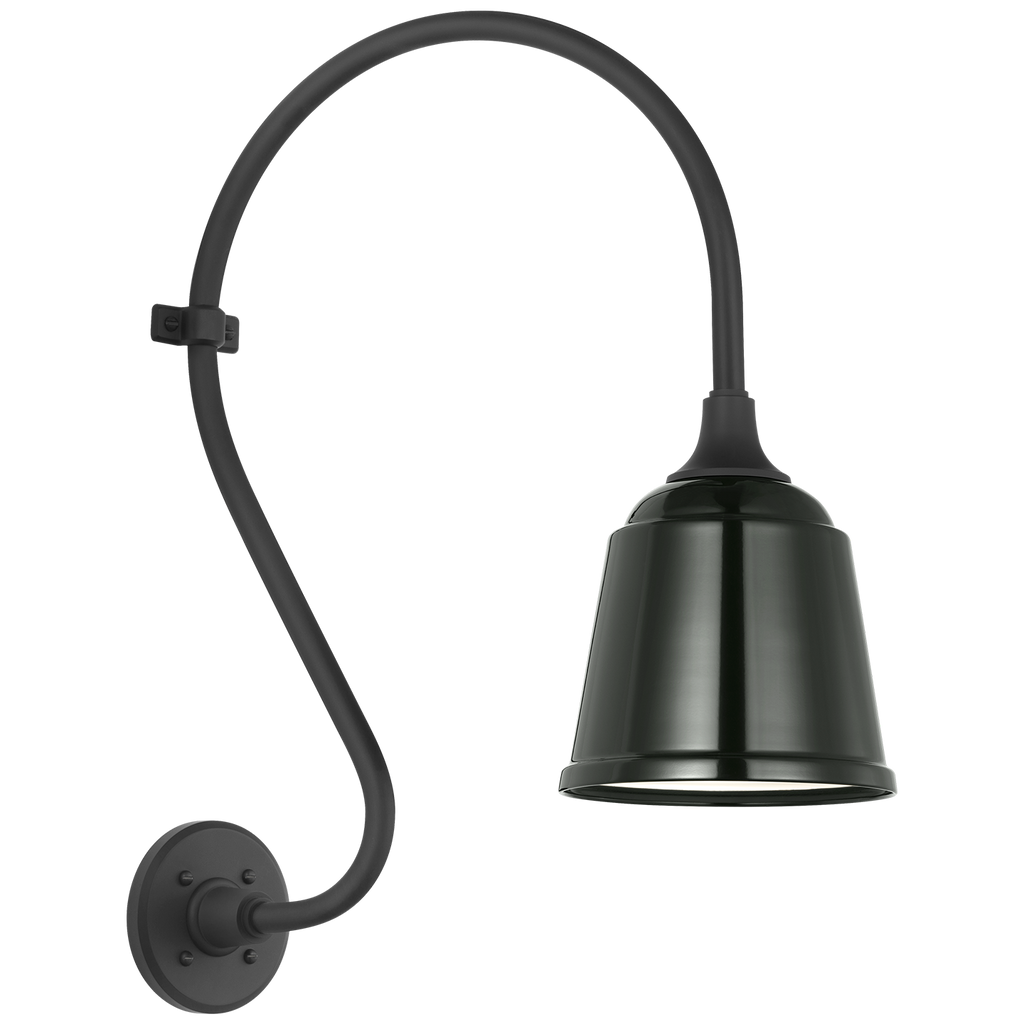 Academy 15" Larrabee Barn Light | Matte Black | 8 | 8" Green Rockhouse Shade
