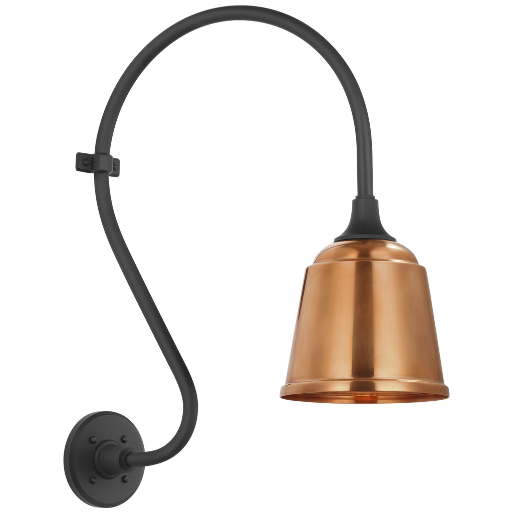Academy 15" Larrabee Barn Light | Matte Black | 8 | 8" Soft Copper Rockhouse Shade