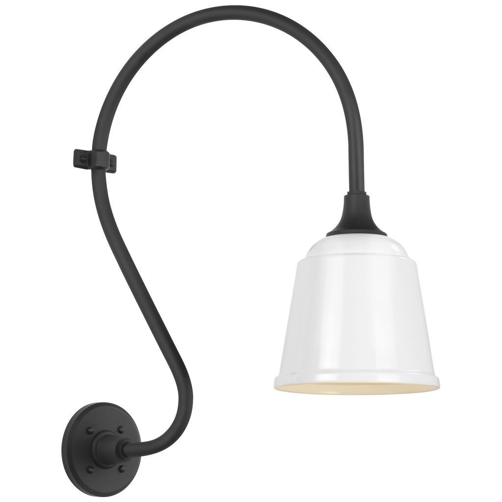 Academy 15" Larrabee Barn Light | Matte Black | 8 | 8" White Rockhouse Shade