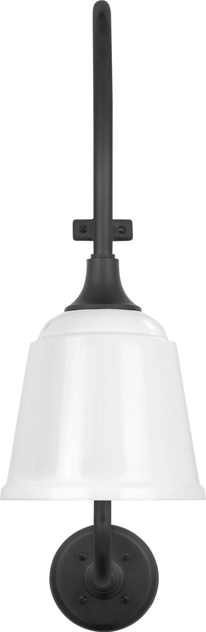 Academy 15" Larrabee Barn Light | Matte Black | 8 | 8" White Rockhouse Shade