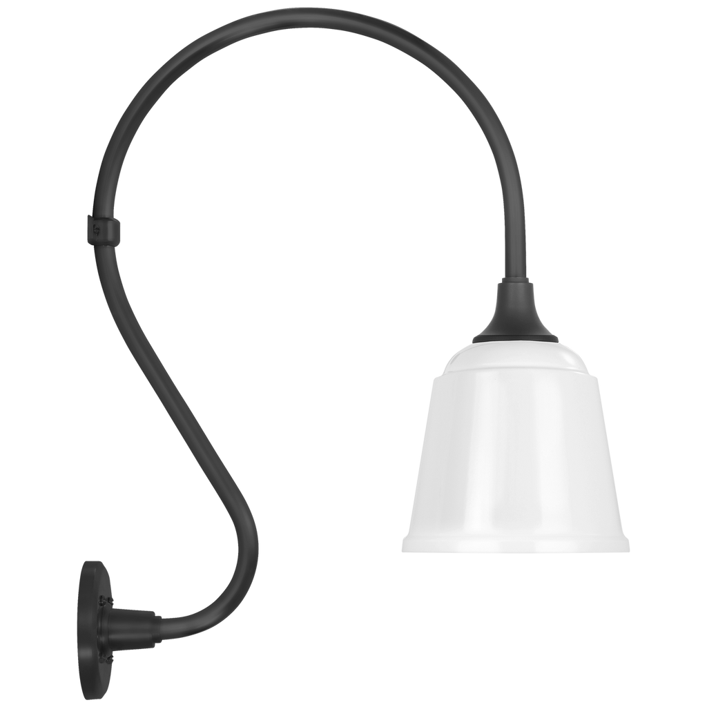 Academy 15" Larrabee Barn Light | Matte Black | 8 | 8" White Rockhouse Shade
