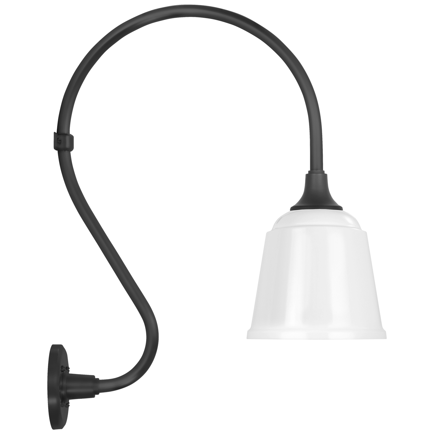 Academy 15" Larrabee Barn Light | Matte Black | 8 | 8" White Rockhouse Shade