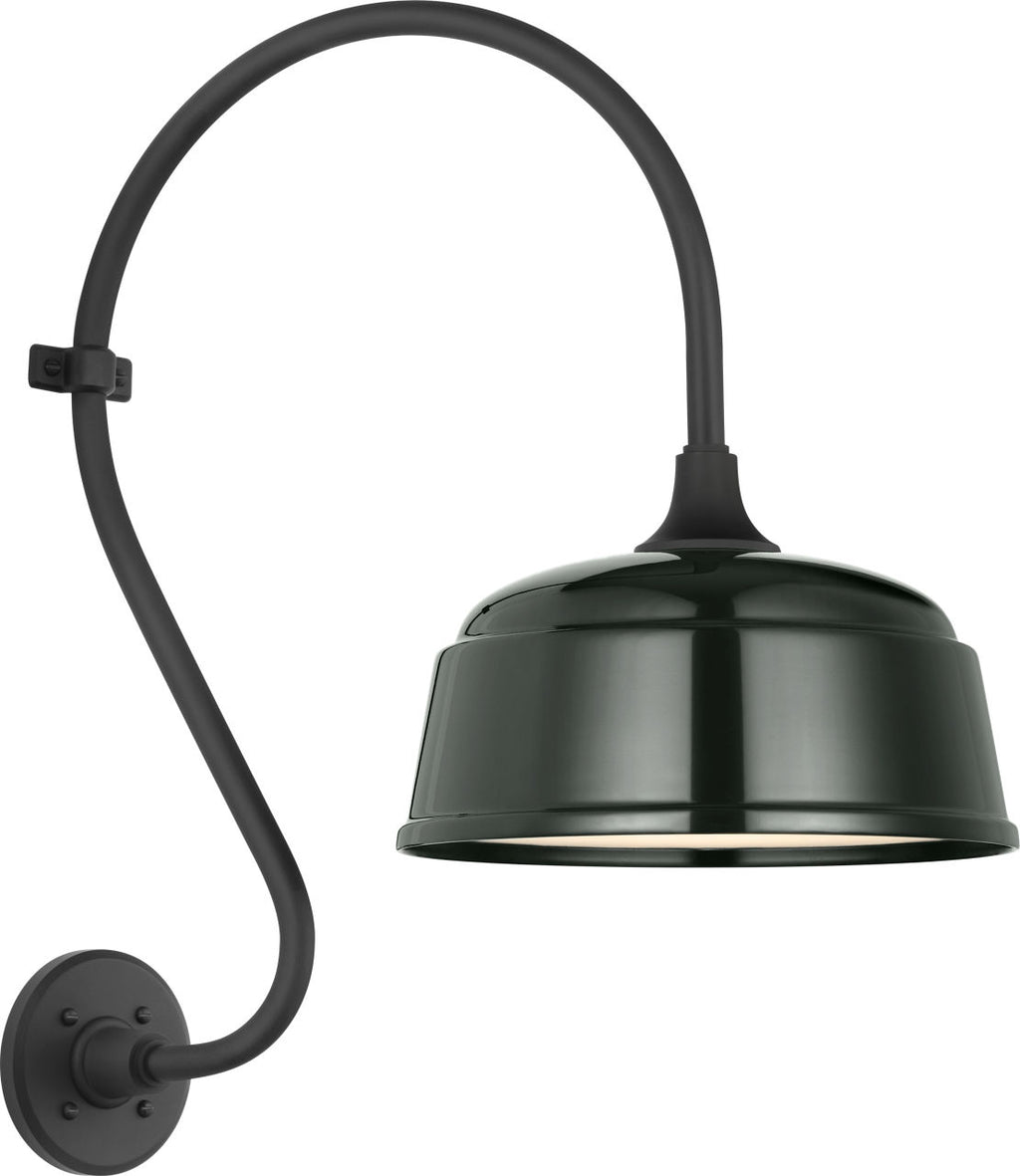 Academy 15" Larrabee Barn Light | Matte Black | 12.5 | 12.5" Green Rockhouse Shade