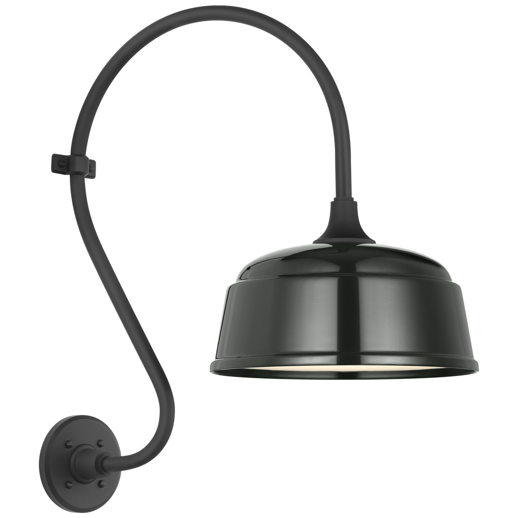 Academy 15" Larrabee Barn Light | Matte Black | 12.5 | 12.5" Green Rockhouse Shade