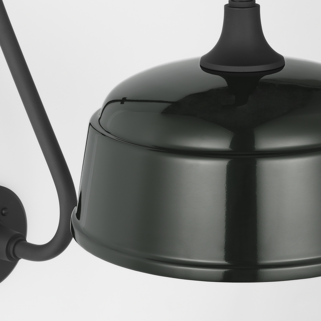 Academy 15" Larrabee Barn Light | Matte Black | 12.5 | 12.5" Green Rockhouse Shade