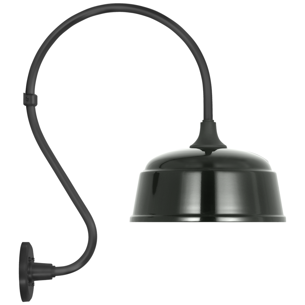 Academy 15" Larrabee Barn Light | Matte Black | 12.5 | 12.5" Green Rockhouse Shade