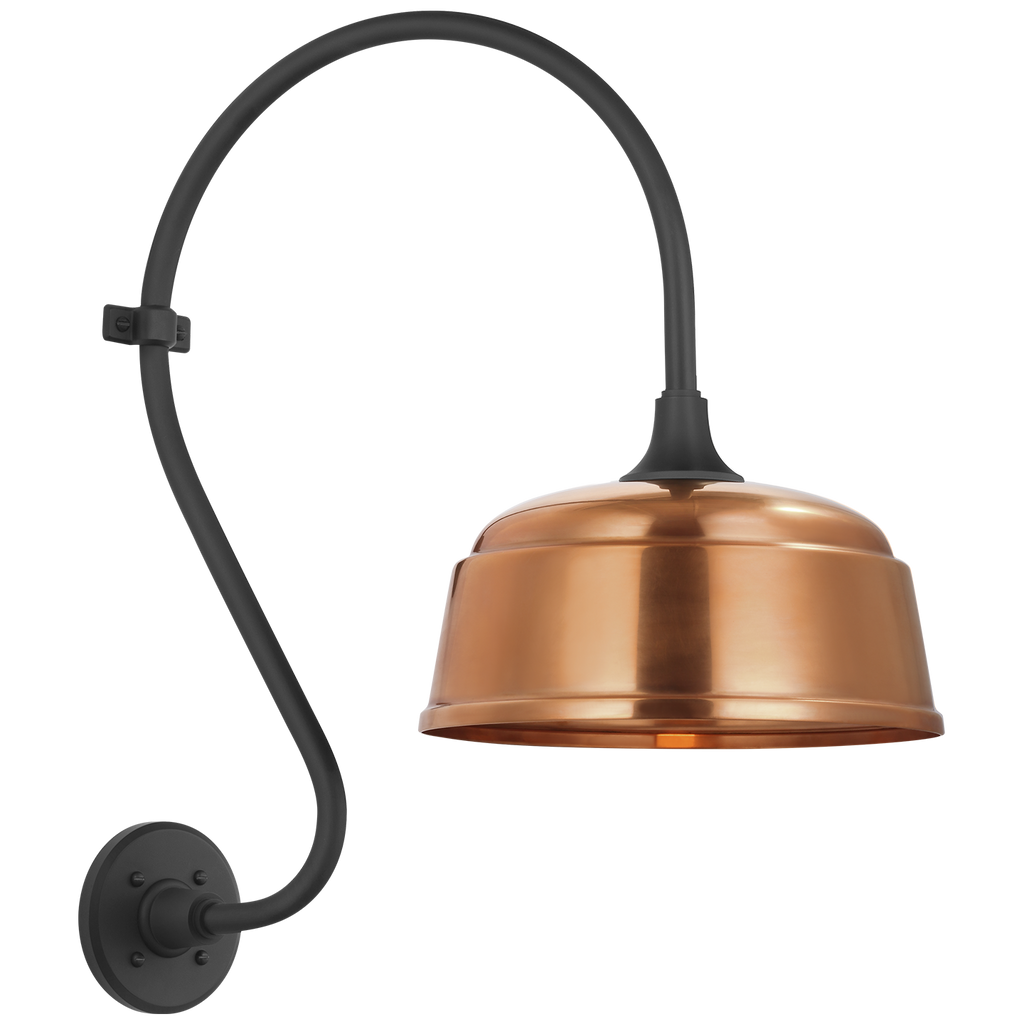 Academy 15" Larrabee Barn Light | Matte Black | 12.5 | 12.5" Soft Copper Rockhouse Shade