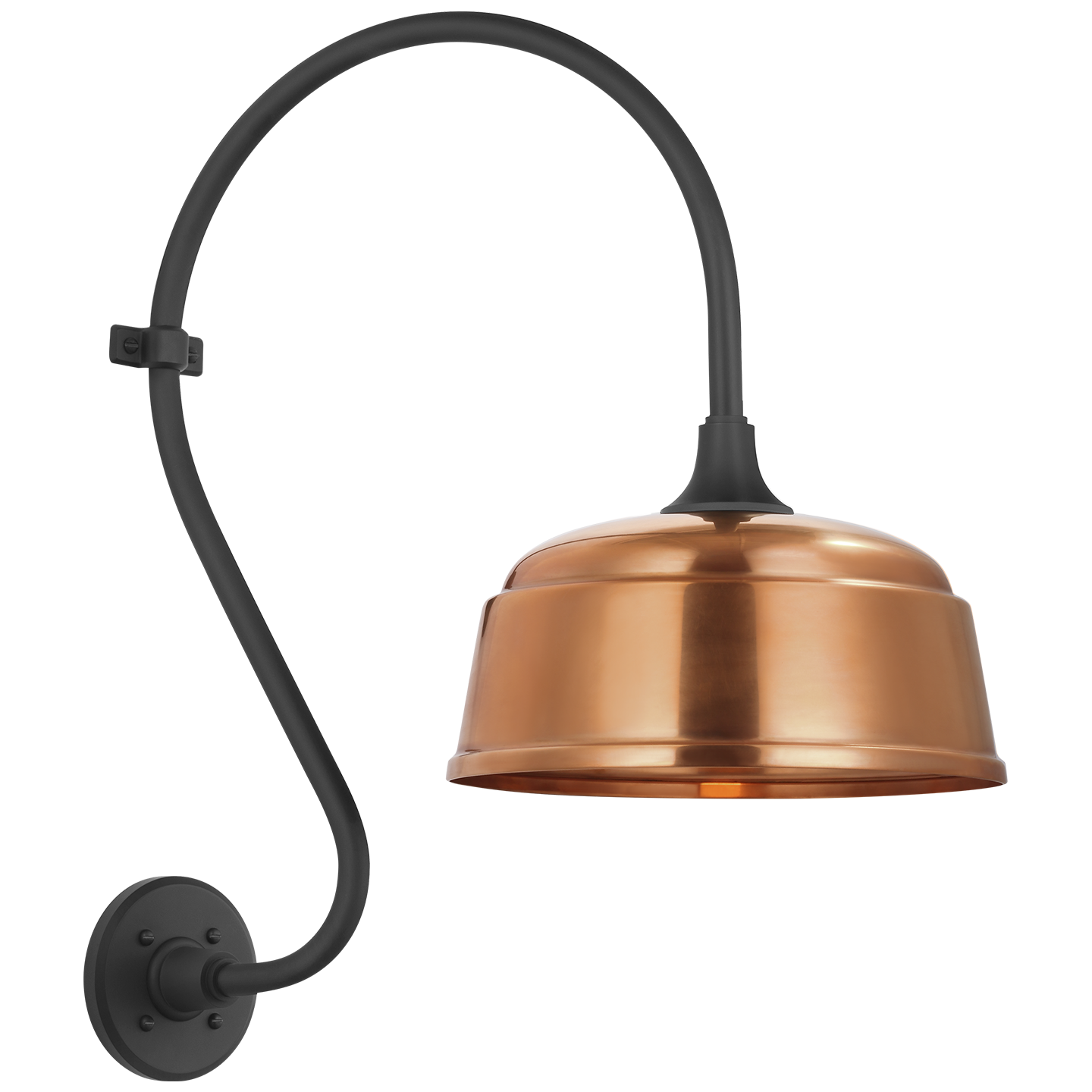 Academy 15" Larrabee Barn Light | Matte Black | 12.5 | 12.5" Soft Copper Rockhouse Shade