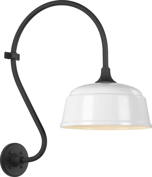 Academy 15" Larrabee Barn Light | Matte Black | 12.5 | 12.5" White Rockhouse Shade