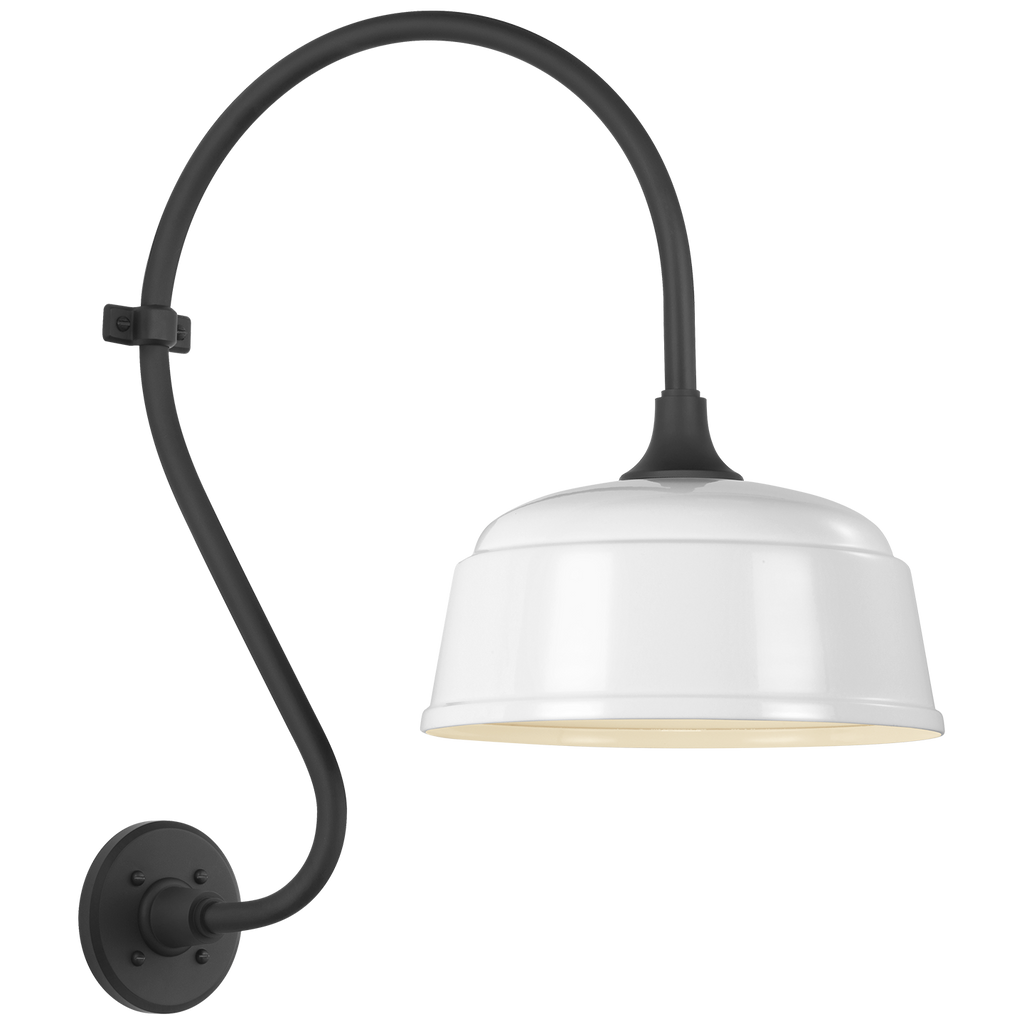 Academy 15" Larrabee Barn Light | Matte Black | 12.5 | 12.5" White Rockhouse Shade