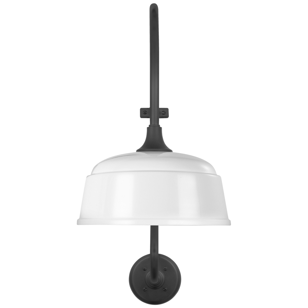 Academy 15" Larrabee Barn Light | Matte Black | 12.5 | 12.5" White Rockhouse Shade