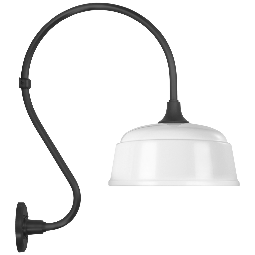 Academy 15" Larrabee Barn Light | Matte Black | 12.5 | 12.5" White Rockhouse Shade