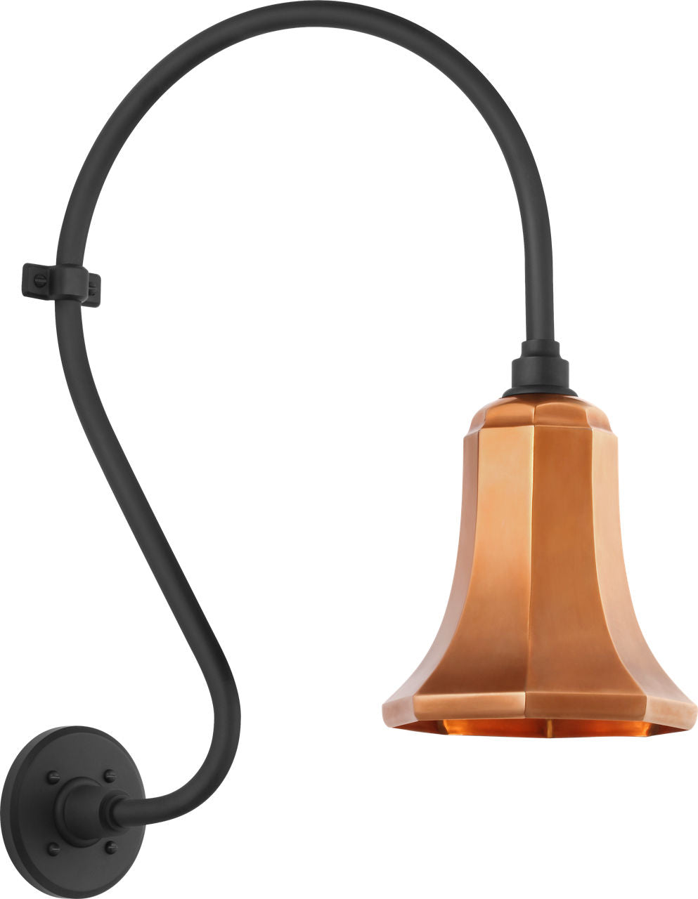 Academy 15" Larrabee Barn Light | Matte Black | 7.5 | 7.5" Soft Copper Savannah Shade