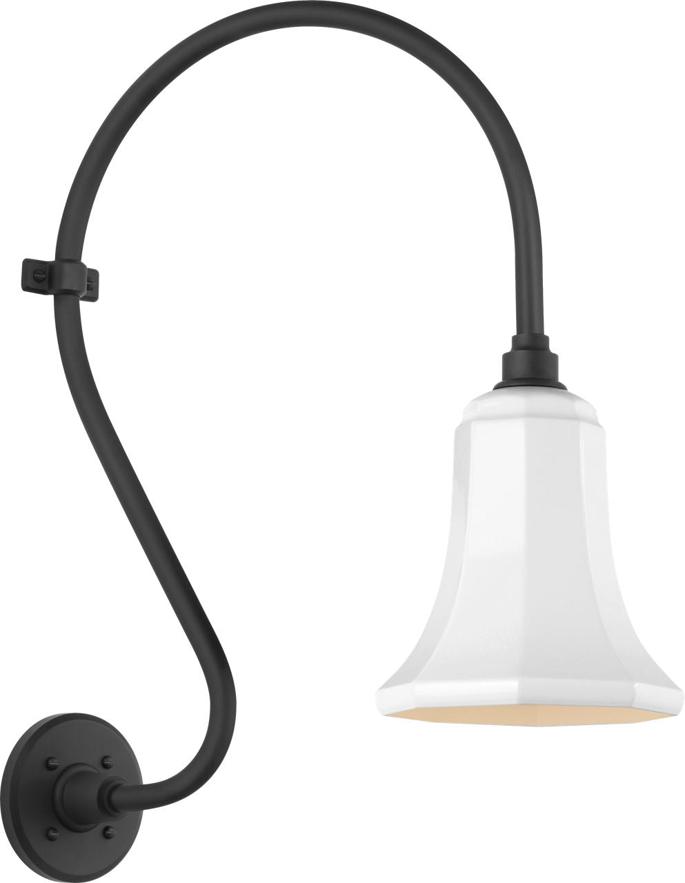 Academy 15" Larrabee Barn Light | Matte Black | 7.5 | 7.5" White Savannah Shade
