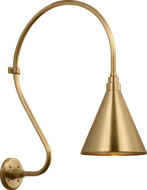 Academy 18" Larrabee Barn Light | Hand-Rubbed Antique Brass | 9 | 9" Hand-Rubbed Antique Brass Conical Savannah Shade