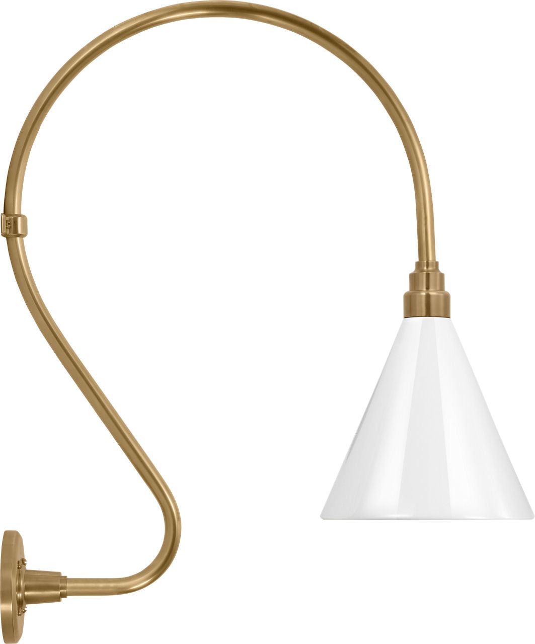 Academy 18" Larrabee Barn Light | Hand-Rubbed Antique Brass | 9 | 9" White Conical Savannah Shade