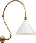 Academy 18" Larrabee Barn Light | Hand-Rubbed Antique Brass | 12.5 | 12.5" White Conical Savannah Shade