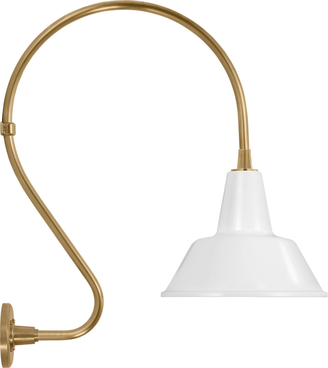 Academy 18" Larrabee Barn Light | Hand-Rubbed Antique Brass | 12.5 | 12.5" White Bowers Shade