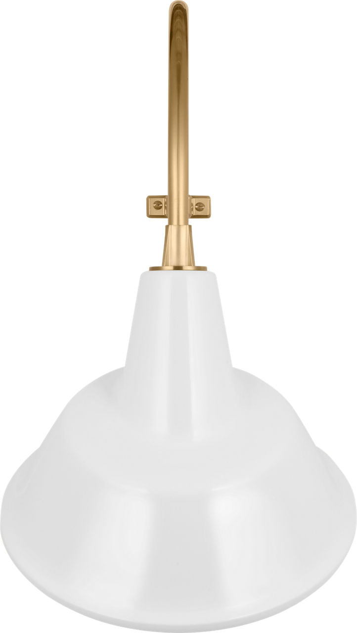 Academy 18" Larrabee Barn Light | Hand-Rubbed Antique Brass | 12.5 | 12.5" White Tilted Bowers Shade