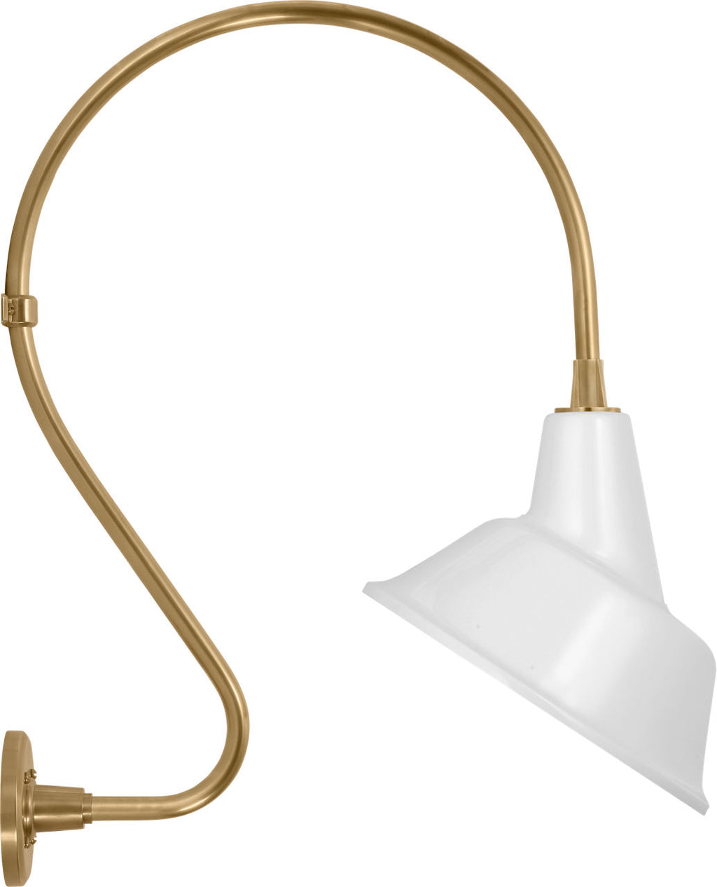 Academy 18" Larrabee Barn Light | Hand-Rubbed Antique Brass | 12.5 | 12.5" White Tilted Bowers Shade