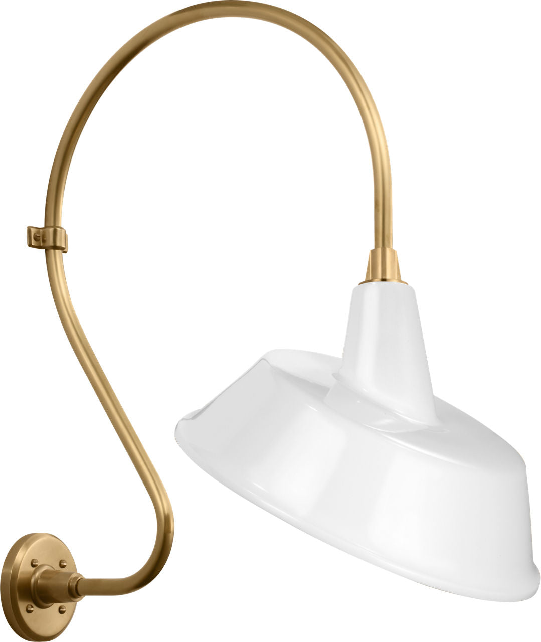 Academy 18" Larrabee Barn Light | Hand-Rubbed Antique Brass | 16 | 16" White Tilted Bowers Shade