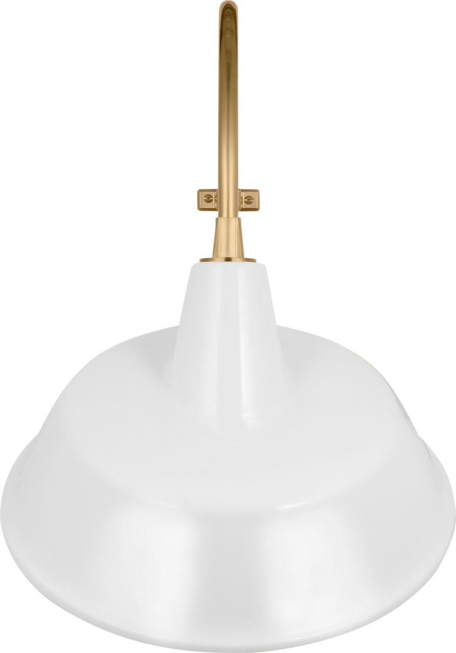 Academy 18" Larrabee Barn Light | Hand-Rubbed Antique Brass | 16 | 16" White Tilted Bowers Shade